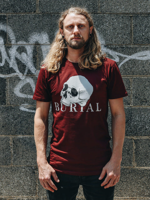 Burgundy Skull Logo Tee