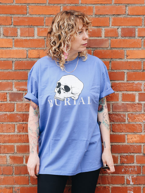 Periwinkle Skull Logo Tee