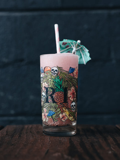 Floral + Skull Zombie Glass