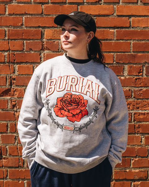 Heather Grey Rose Collegiate Crewneck
